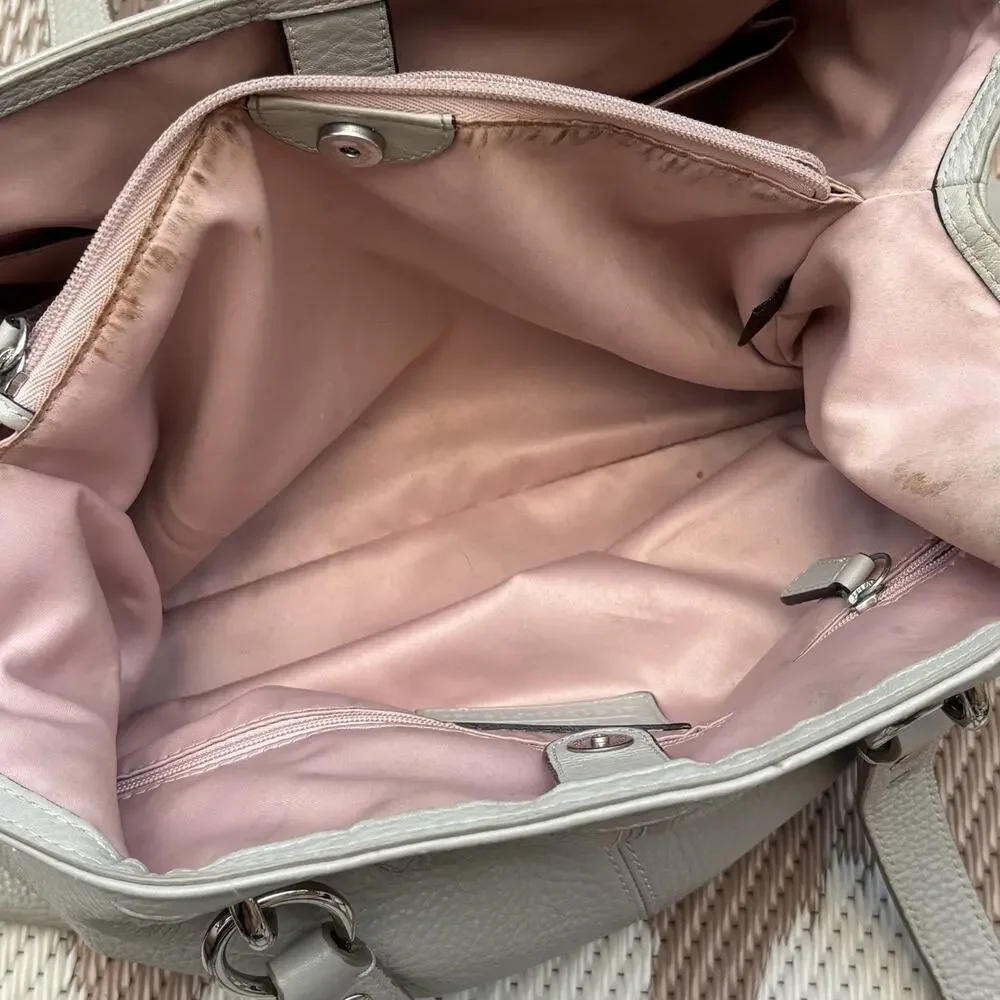 Coach Penelope Gray Soft Pebbled Leather Carryall Satchel Bag Preowned Worn